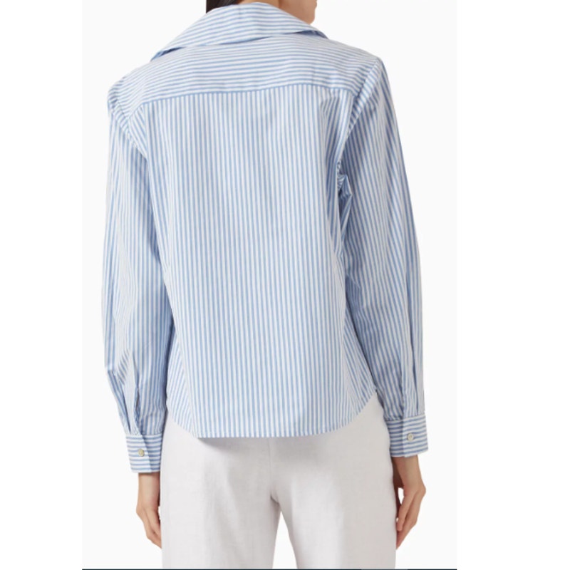 No Pise La Grama Women's Blue And White Stripes Daniela Shirt Size M — image 2 of 8
